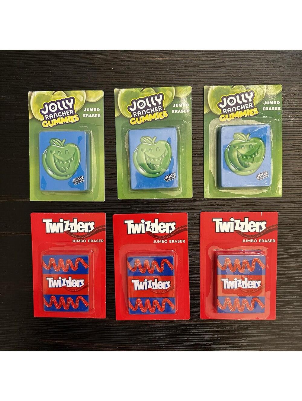 Jumbo Erasers Lot Of 6 Jolly Rancher Gummies & Twizzlers Brand New Sealed